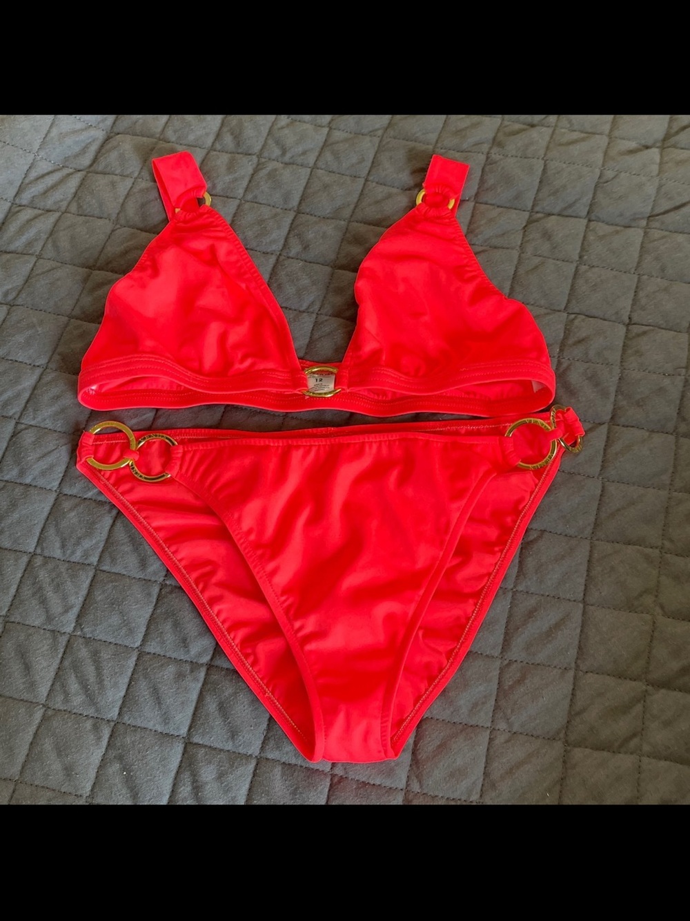 VENUS Coral Bikini with Gold Ring Accents